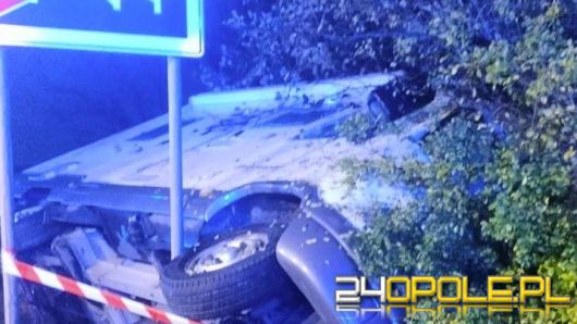 Kamper w rowie pod Sarnowem. Kierowca miał dużo szczęścia