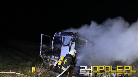 Pożar ciężarówki między Zimnicami Wielkimi a Prószkowem. Droga była częściowo zablokowana