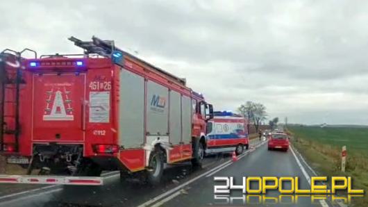 Wypadek na drodze krajowej nr 41. Samochód wypadł z trasy, trzy osoby trafiły do szpitala