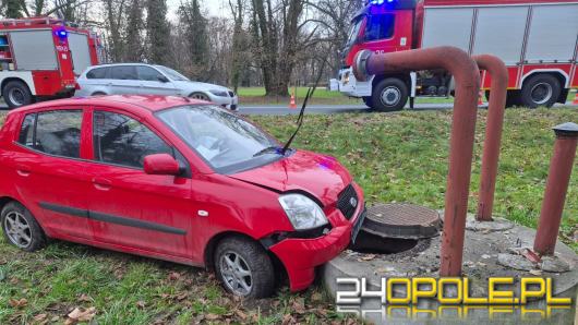 Kierująca uderzyła w studnię w parku. Utrudnienia na ul. Parkowej w Strzelcach Opolskich