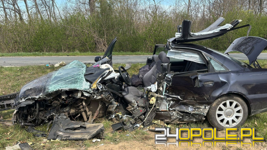 Groźny wypadek BMW i Audi. Dwie osoby zakleszczone w pojazdach. Lądował LPR