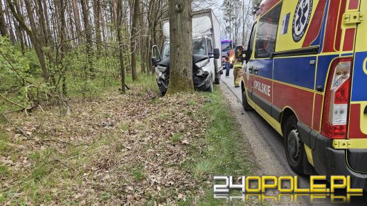 Bus uderzył w drzewo w Masowie. Kierowca trafił do szpitala