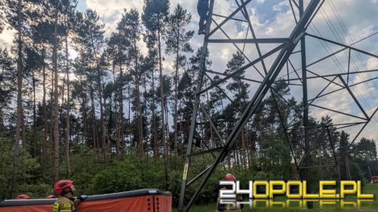 Interwencja służb w Namysłowie. Mężczyzna wszedł na słup wysokiego napięcia