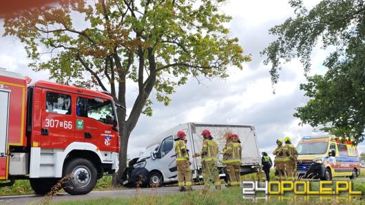 Samochód uderzył w drzewo. Droga do Turawy zamknięta