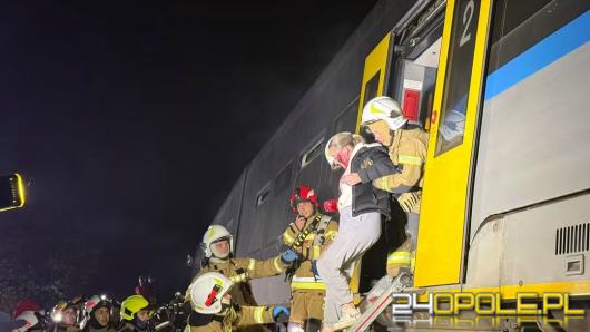 Przejęty pociąg, wybuch i pożar. 345 osób w nocnej akcji pod Kluczborkiem