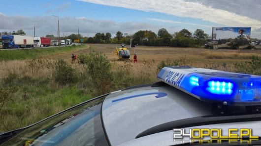 Wypadek na DK11. Zderzenie ciężarówki z busem, dwie osoby ranne. Droga zablokowana