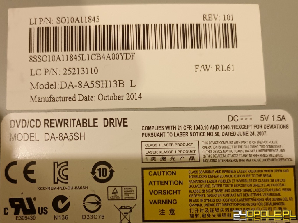 Lenovo G50-30 Nagrywarka DVD DS-8A5SH