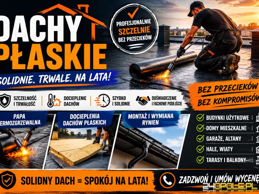 Dachy Płaskie - Papa Termozgrzewalna - Docieplenia Dachów