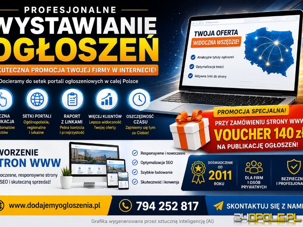 Zamieszczanie ogłoszeń z raportem publikacji  + Tanie strony WWW