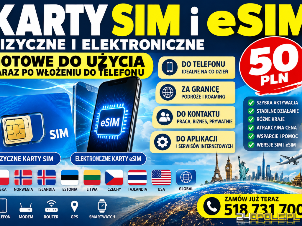 Opole dostępne karty SIM i eSIM gotowe do użycia.
