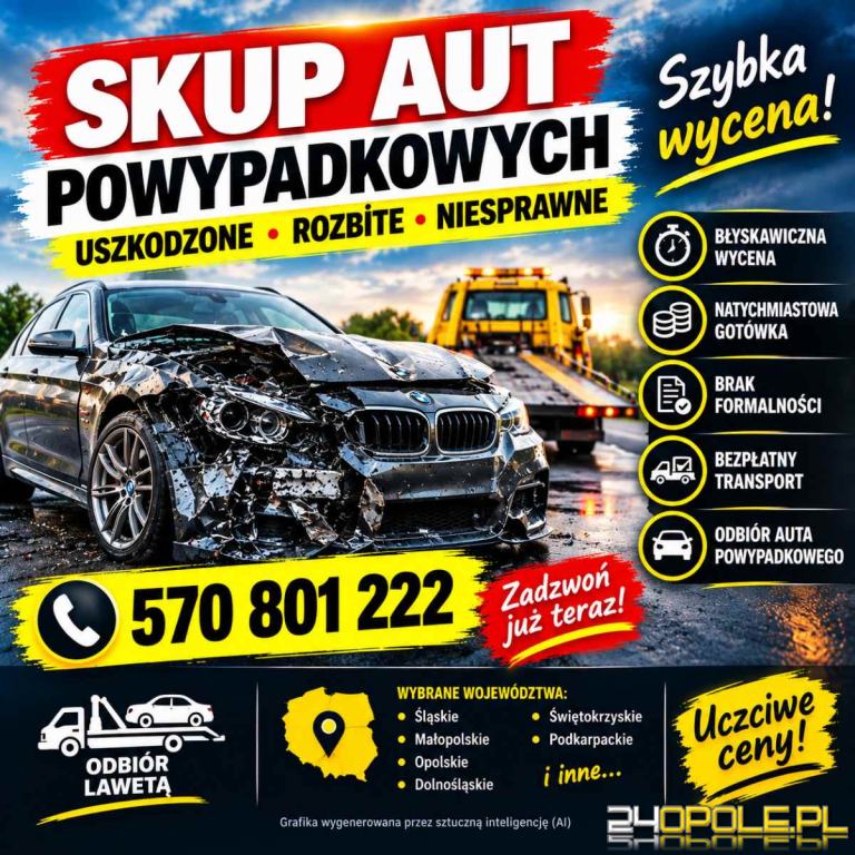 Skup aut powypadkowych - uszkodzone, rozbite, niesprawne  SZYBKA WYCENA