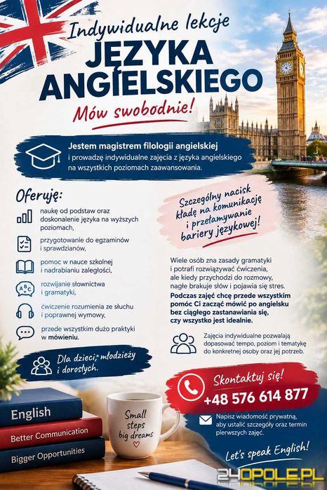 Nauczę mówić po angielsku oraz pomogę w szkole i do egzaminu