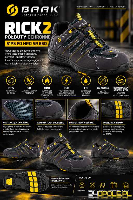 Półbuty ochronne RICK2 71462 SRC ESD S1P Rozmiary 41- 46 415PLN