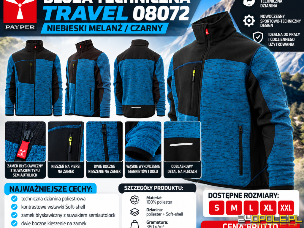 Bluza techniczna TRAVEL 08072 Niebieski melanż 240 PLN