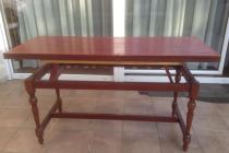 ławo-stół z litego drewna z podnoszonym i rozkładanym blatem - 1986r