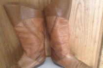 Oryginalne damskie kowbojki z naturalnej skóry, rozm. 40.