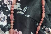 Długi Naszyjnik Kamień Kamienie Naturalne Różowy Rodonit
