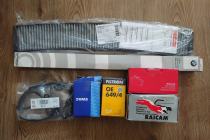 Bmw e46 klocki hamulcowe przód, filtr kabinowy, oleju, uszczelka pokrywy, kruciec wody.