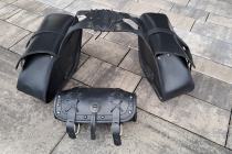 skórzane sakwy boczne motocyklowe + piórnik 