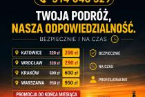 PROMOCJA !!! Katowice - 290 zł, Wrocław -290 zł.  Transfery lotniskowe. Przewóz osób. Ekspresowe dos