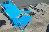 Sprzedam 2 leżaki aluminiowe ? niebieski + szary | idealne na plażę, balkon, taras