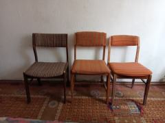 3 solidne krzesła drewniane tapicerowane z lat PRL.