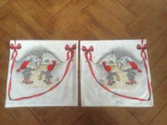 zestaw 2 szt obrusów bawełnianych z motywami świątecznymi 90x 90cm 