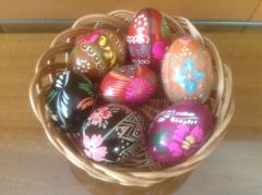 Zestaw 7szt  ozdobnych ręcznie malowanych na drewnie jajek wielkanocnych.