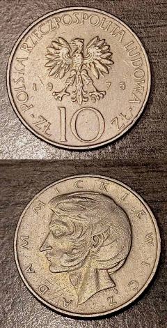 Polska moneta obiegowa 10 zł 1975