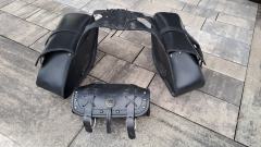 skórzane sakwy boczne motocyklowe + piórnik 