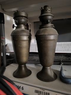 2x Stare mosiężne LAMPA NAFTOWA antyk