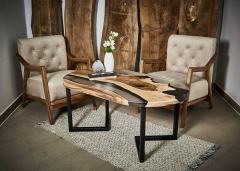 Stół epoksydowy INFINITY - Orzech i szara żywica - Producent Flow Form