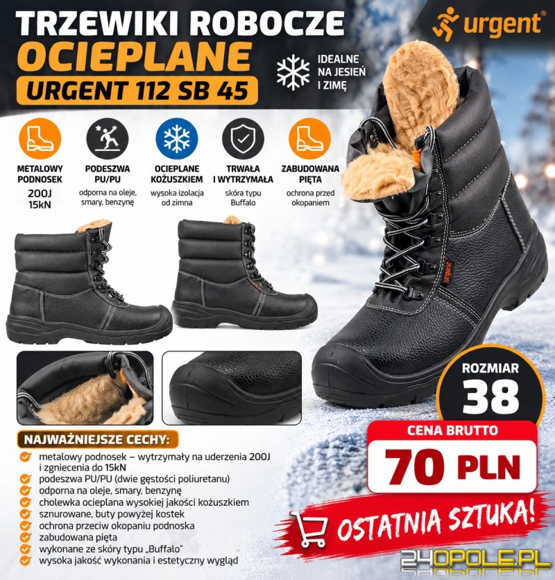 Trzewiki ochronne ocieplane z podnoskiem ochronnym 112 SB Rozmiar 38 70PLN