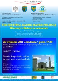 VIII GAUDE MATER POLONIA Wincenty z Kielczy in memoriam 