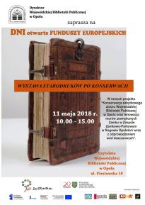 Dni otwarte Funduszy Europejskich: wystawa starodruków po konserwacji
