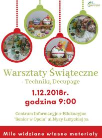 Warsztaty świąteczne techniką decupage