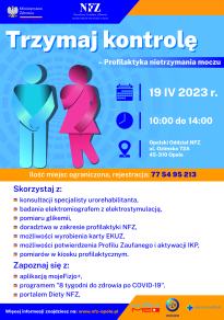 Dzień otwarty "Trzymaj kontrolę- Profilaktyka nietrzymania moczu" 19.04.2023 r.