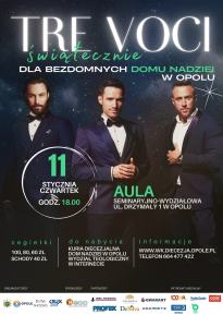 Koncert świąteczny Tre Voci dla Bezdomnych Domu Nadziei w Opolu
