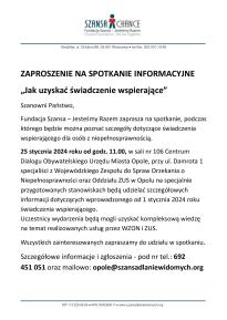 "Jak uzyskać świadczenie wspierające" - spotkanie informacyjne